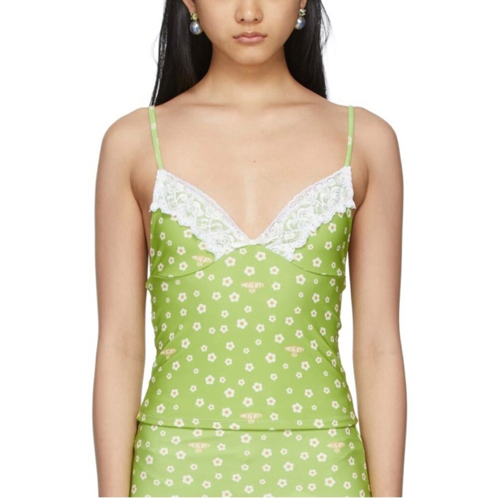 OMIGHTY Green Y2K Daisy Lace Camisole NWT Medium
